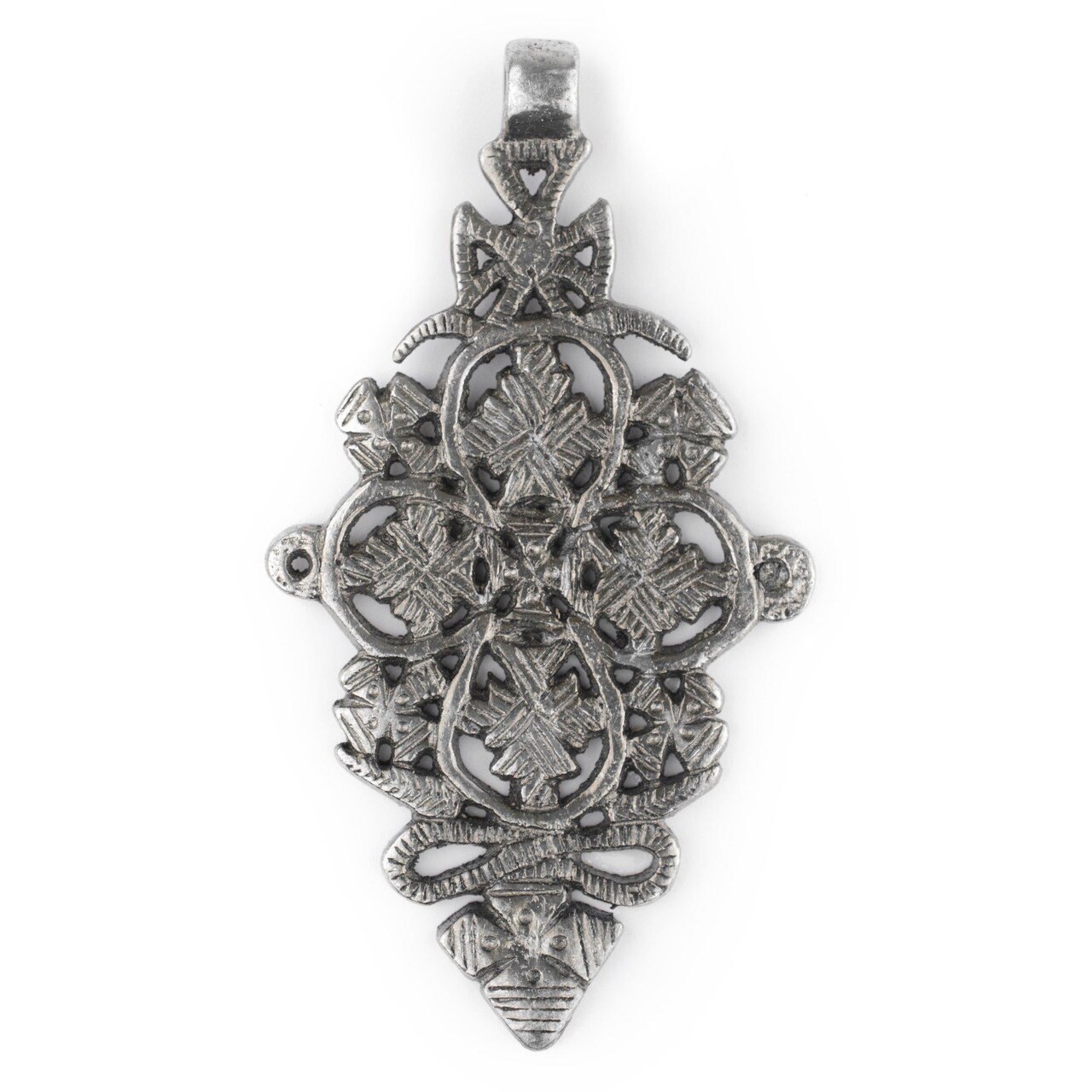 The Bead Chest Silver Ethiopian Coptic Cross Pendant, African Abyssinian Design, Orthodox Christian Pendant for Jewelry